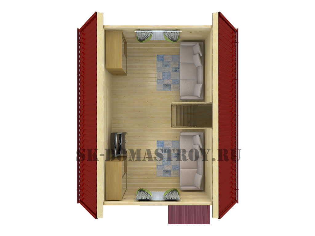 3d планировка и меблировка 2 этажа 4х6